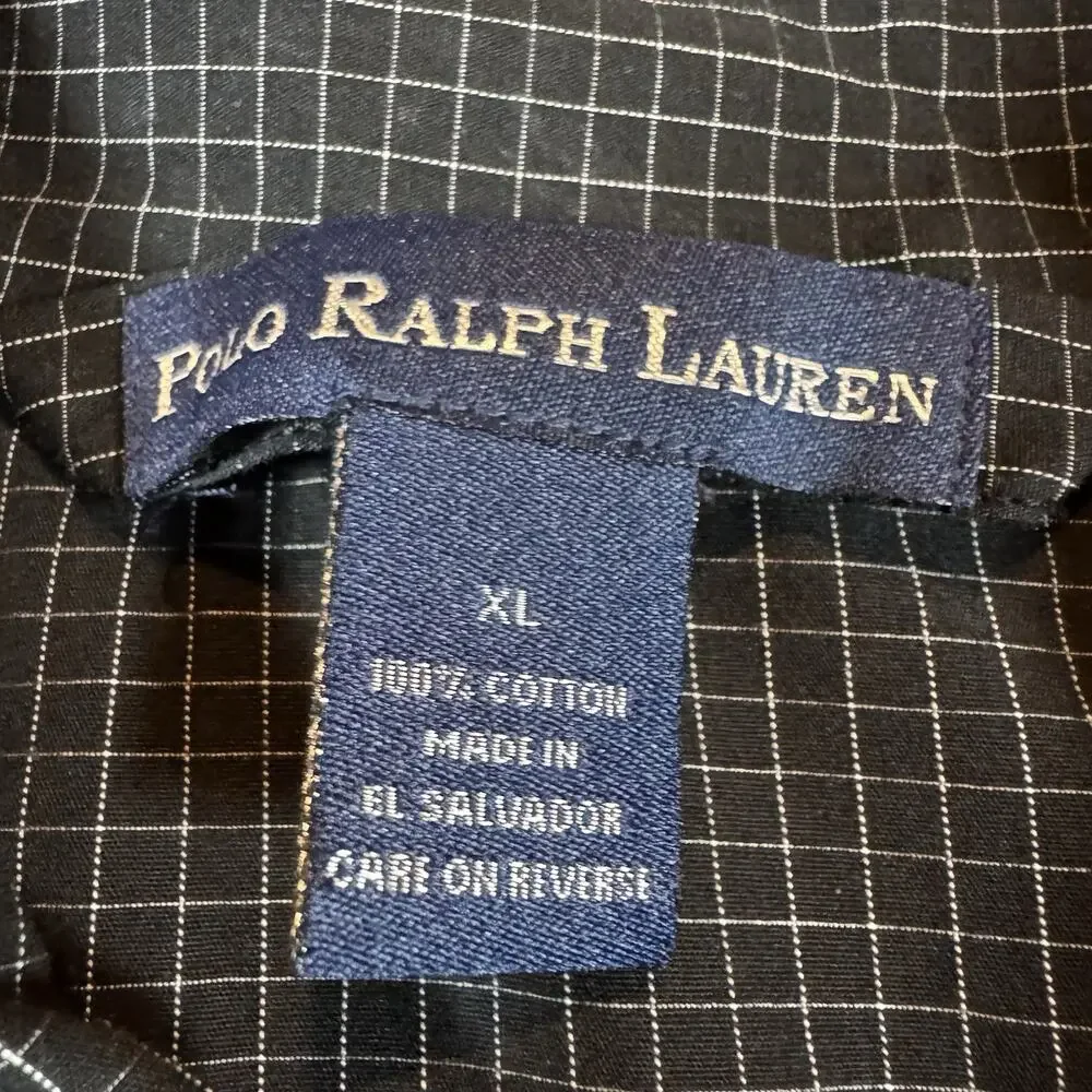 Polo Ralph Lauren Pajama Set Mens XL Black Check Cotton Sleepwear Lounge